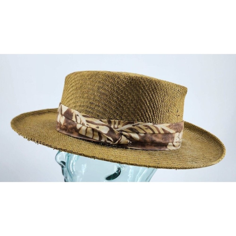 Dorfman Pacific Co. DPC 100% Paper Floral Band Straw Shade Hat Size Large / XL